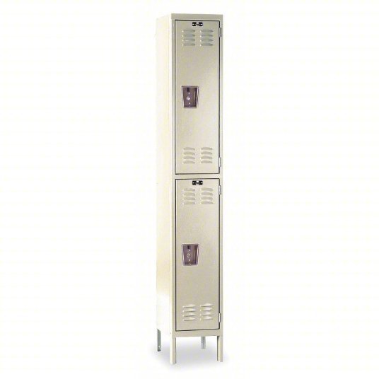 Hallowell U1256-2A-PT Wardrobe Locker 12 in x 15 in x 66 in, Louvered, 2 Tiers, 1 Units Wide, Padlock Hasp, Tan