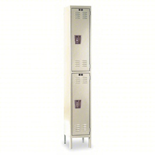 Hallowell U1256-2A-PT Wardrobe Locker 12 in x 15 in x 66 in, Louvered, 2 Tiers, 1 Units Wide, Padlock Hasp, Tan