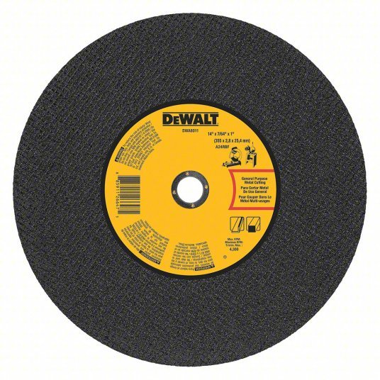 DeWalt DWA8011 Abrasive Cut-Off Wheel Type 1, 14" x 7/64" x 1", Aluminum Oxide, 24 Grit, A24R