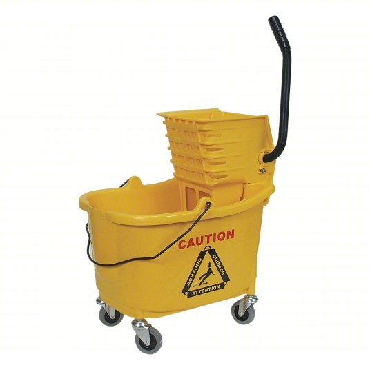 Redwood RW2PYH4 Mop Bucket and Wringer Side Press, 8 3/4 gal Capacity, Plastic, Yellow, Side Press
