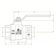 Apollo 77F10701 Manual Two-Way Ball Valve 1 1/2 in, Brass, Straight, FNPT x FNPT, Full Port Ball Port, Lever