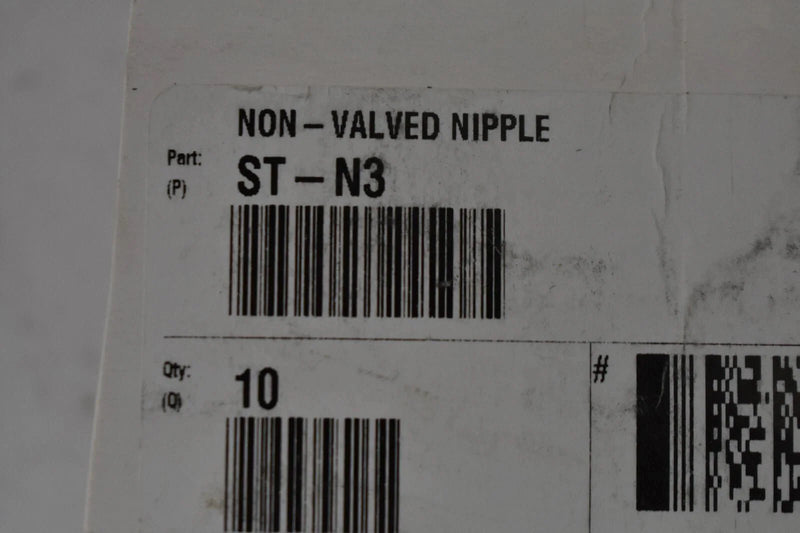 Parker ST-N3 3/8 in Non-Valved Nipple, Steel Body, Push-to-Connect Lock, 3/8"-18 Thread Size