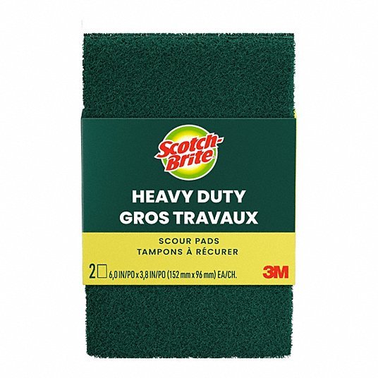 Scotch-Brite 222 Scotch-Brite Heavy Duty Scour Pad Synthetic Fiber, 6 in Lg, 3 3/4 in Wd, 2 PK