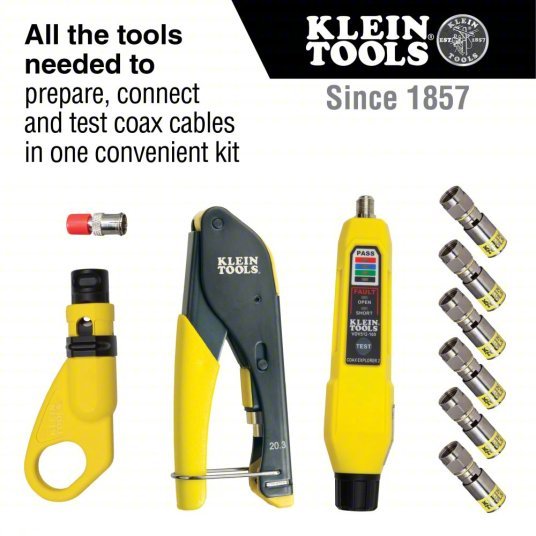 Klein VDV002-818 Crimper and Connector Kit For BNC, R6Q/RG6, Compact/Easy Single Operation/Reliable