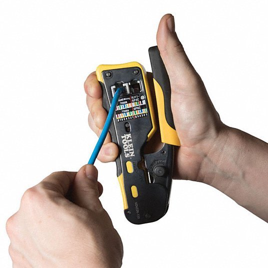 Klein VDV226-110 Ratchet Crimper For Pass Thru RJ-45/RJ-11/RJ-12, Cat3/Cat5e/Cat6/6A, Non-Insulated