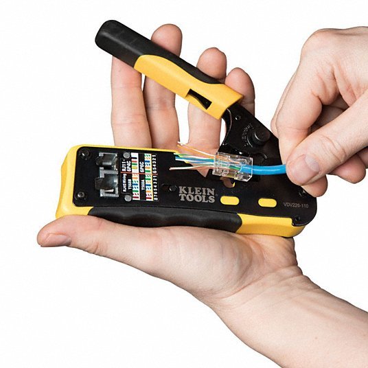 Klein VDV226-110 Ratchet Crimper For Pass Thru RJ-45/RJ-11/RJ-12, Cat3/Cat5e/Cat6/6A, Non-Insulated
