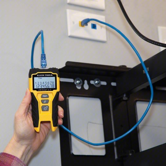 Klein VDV526-200 Cable Tester, LAN Scout Jr. 2, Backlit LCD, Multiple Tone Generator, Use With Dark Cable Systems