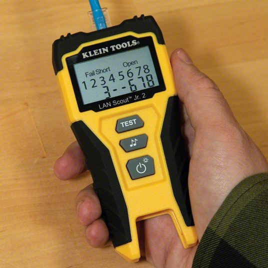 Klein VDV526-200 Cable Tester, LAN Scout Jr. 2, Backlit LCD, Multiple Tone Generator, Use With Dark Cable Systems